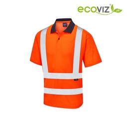Leo P01-O Croyde Recycled Ecoviz Short Sleeve Polo Shirt Orange